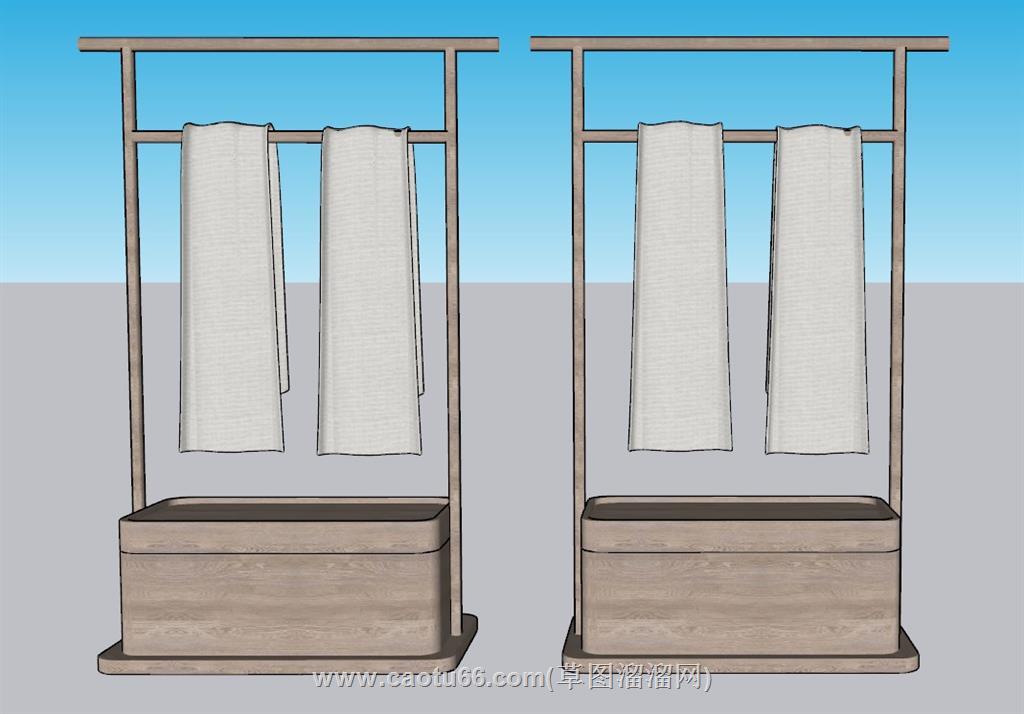 浴巾架毛巾架衣架SU模型 1