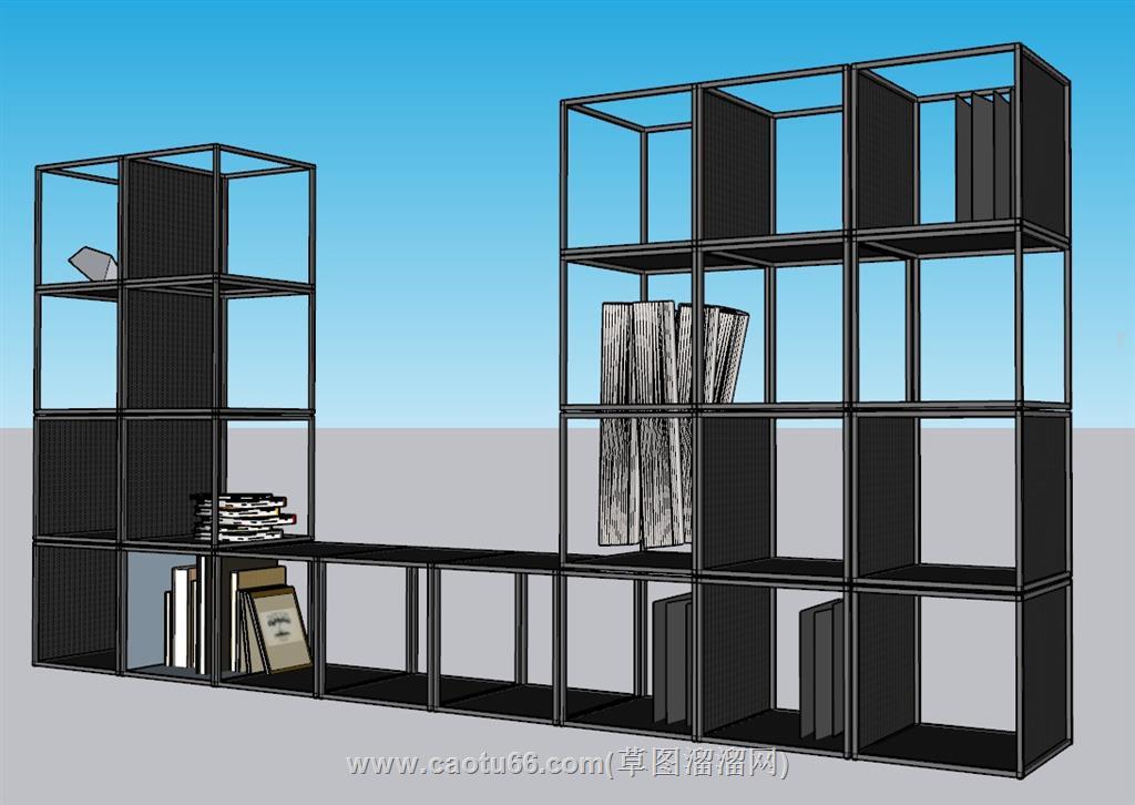 书柜书架置物架SU模型 1