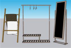 衣架全身镜子SU模型