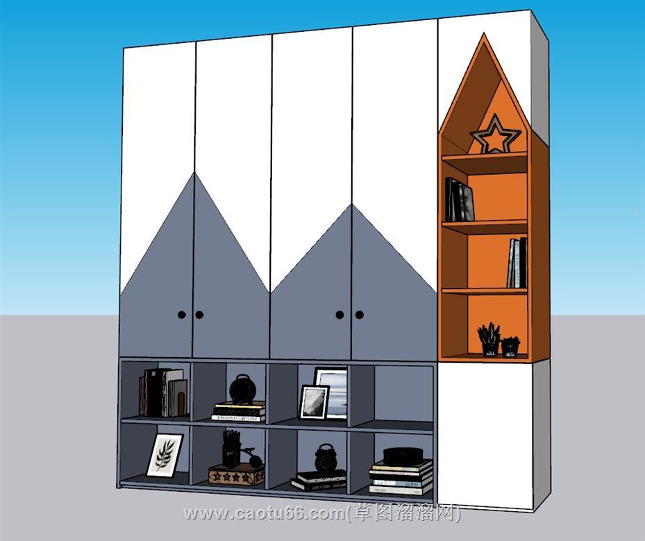 儿童衣柜玩具柜SU模型 1