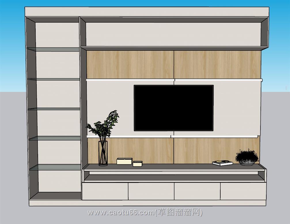 电视柜电视墙SU模型 1