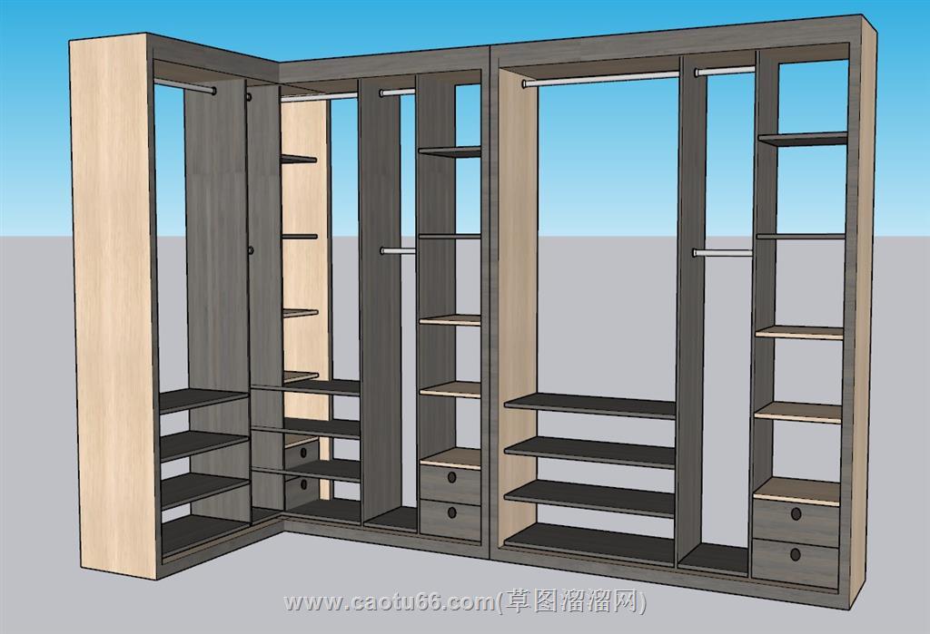 中式衣帽柜衣柜SU模型 1