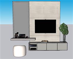 电视柜电视墙SU模型