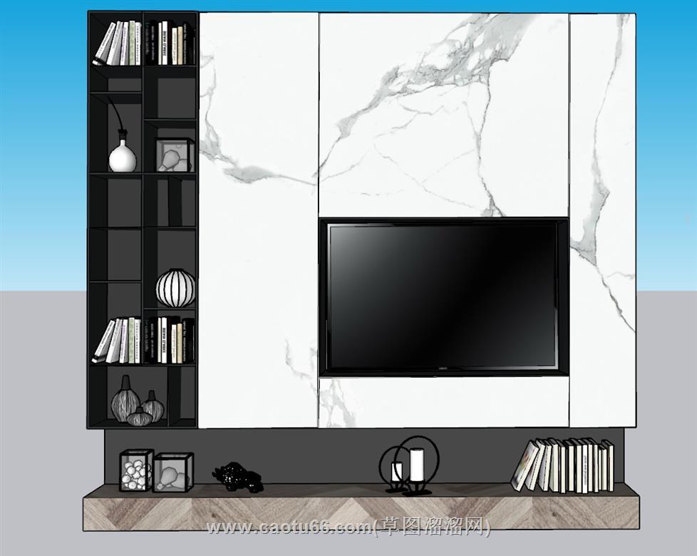 电视柜电视墙SU模型 1