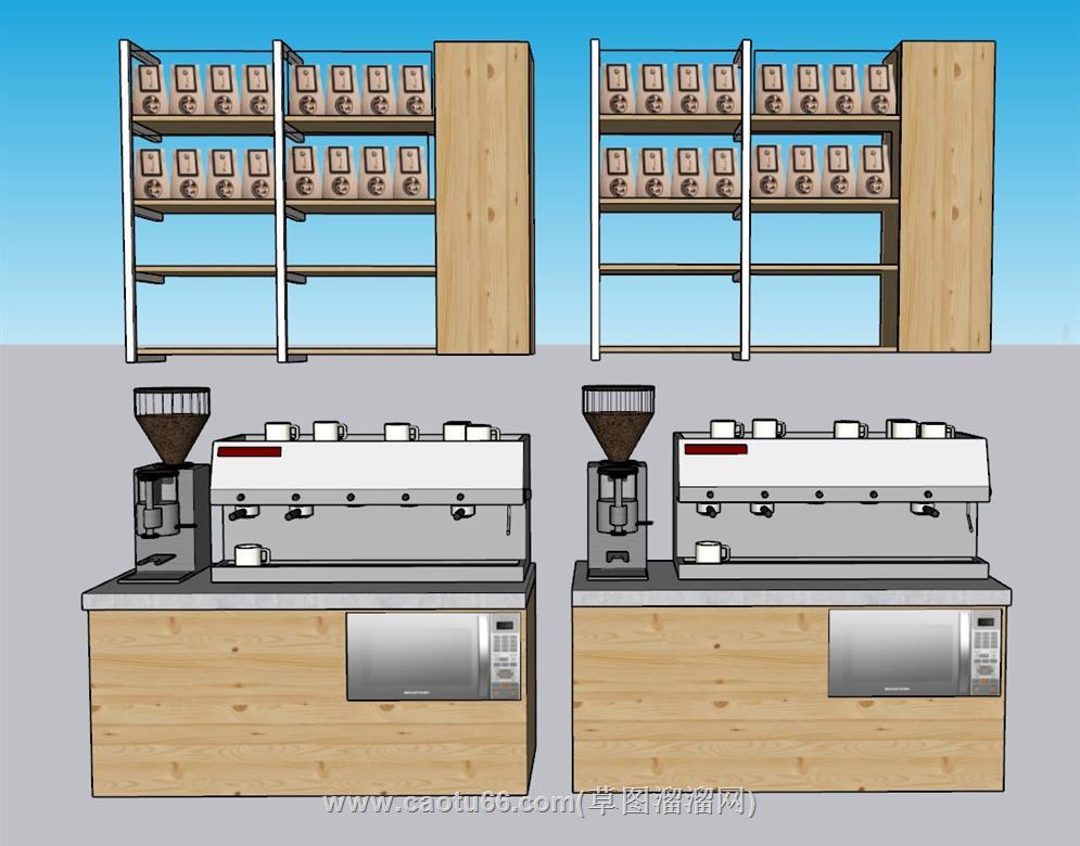 茶水间操作台SU模型 1