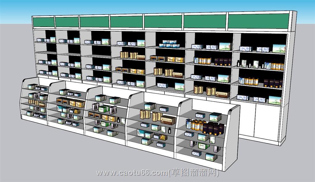 药店药柜展示柜SU模型 1