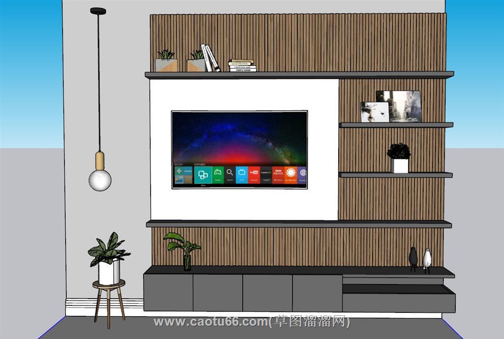 电视柜电视墙SU模型 2