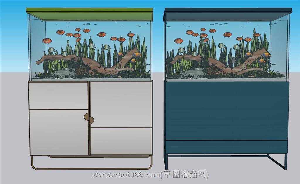 鱼缸水族箱观赏SU模型 1