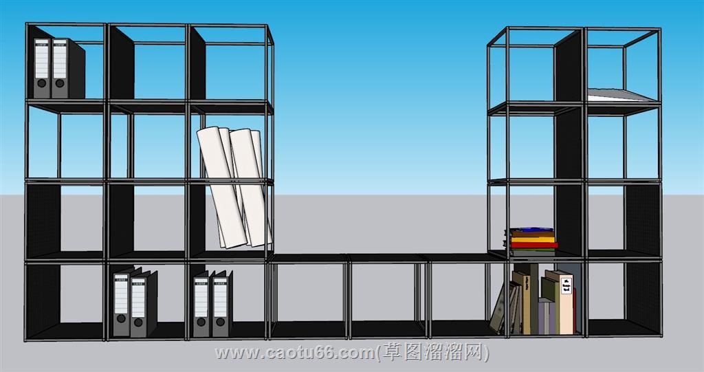 工业风loft书柜SU模型 1