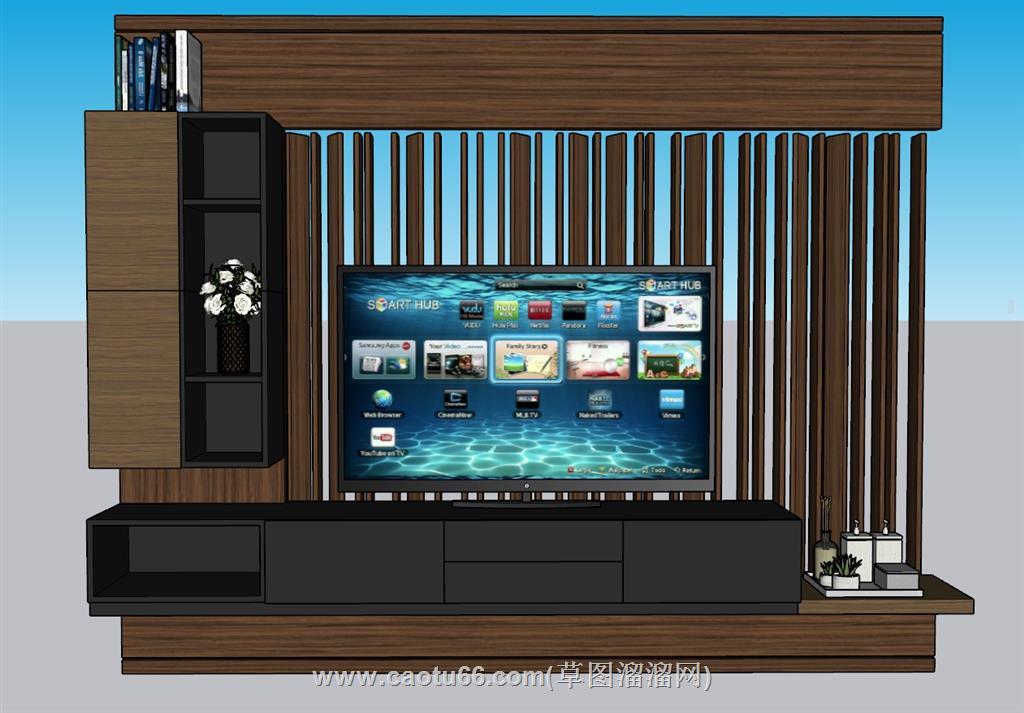 电视柜电视墙SU模型 2