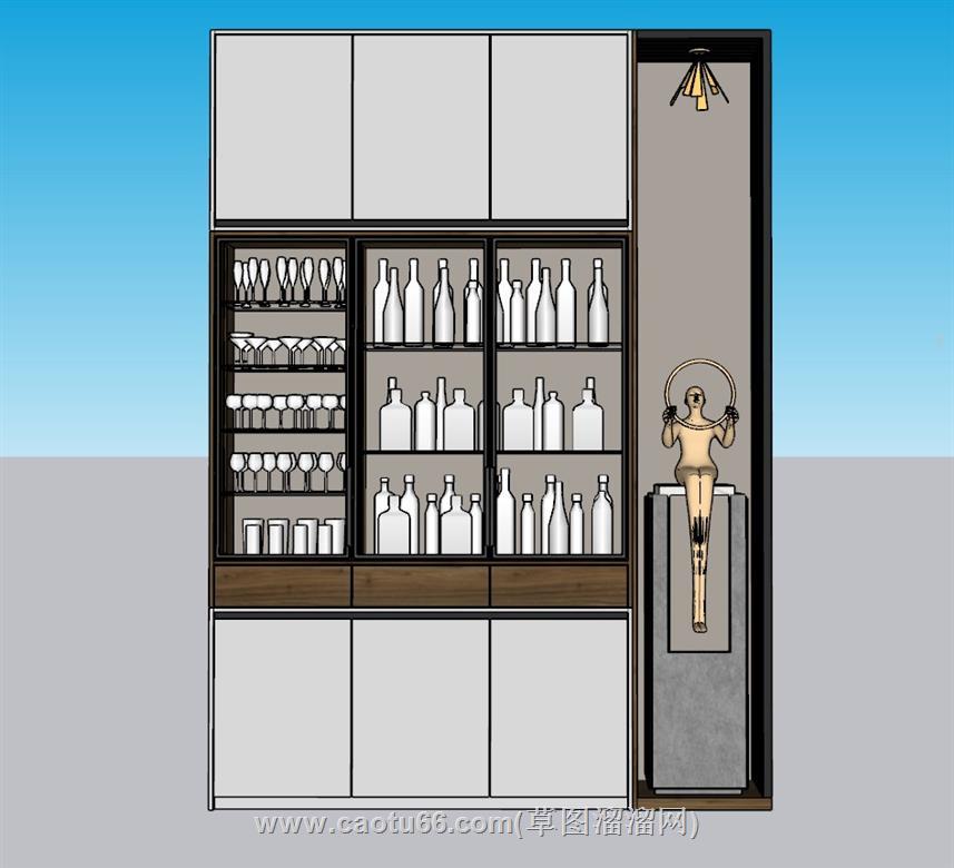 隔断柜酒柜SU模型 1