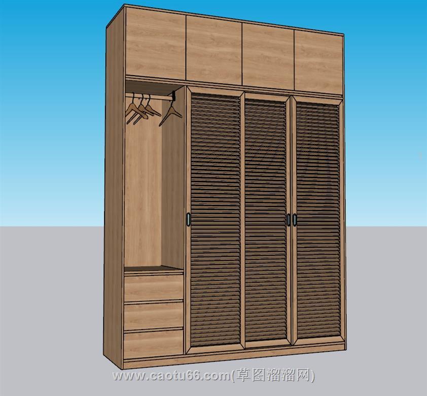 实木衣柜家具SU模型 1