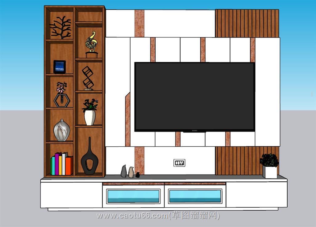 电视柜电视墙SU模型 2