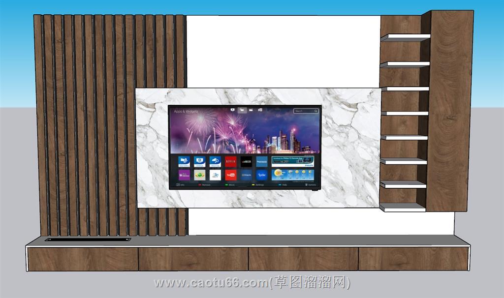 电视柜背景墙电视墙SU模型 2