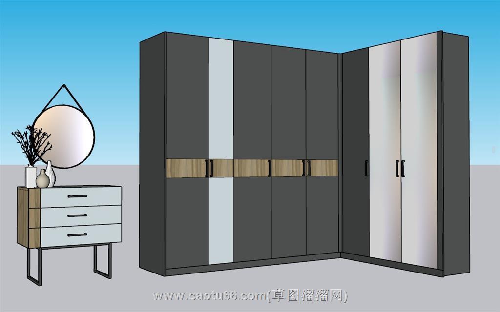 索菲亚衣柜边桌SU模型 1