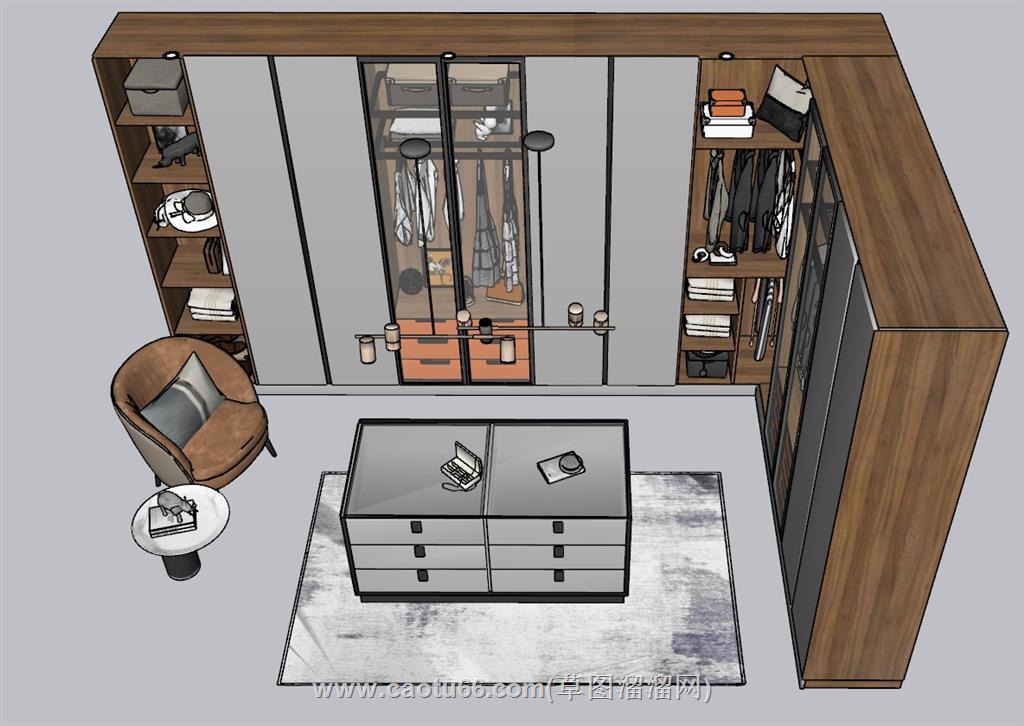 衣柜衣帽间SU模型 1