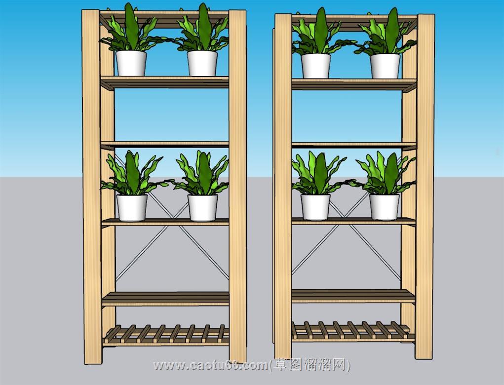 花架花盆SU模型 1