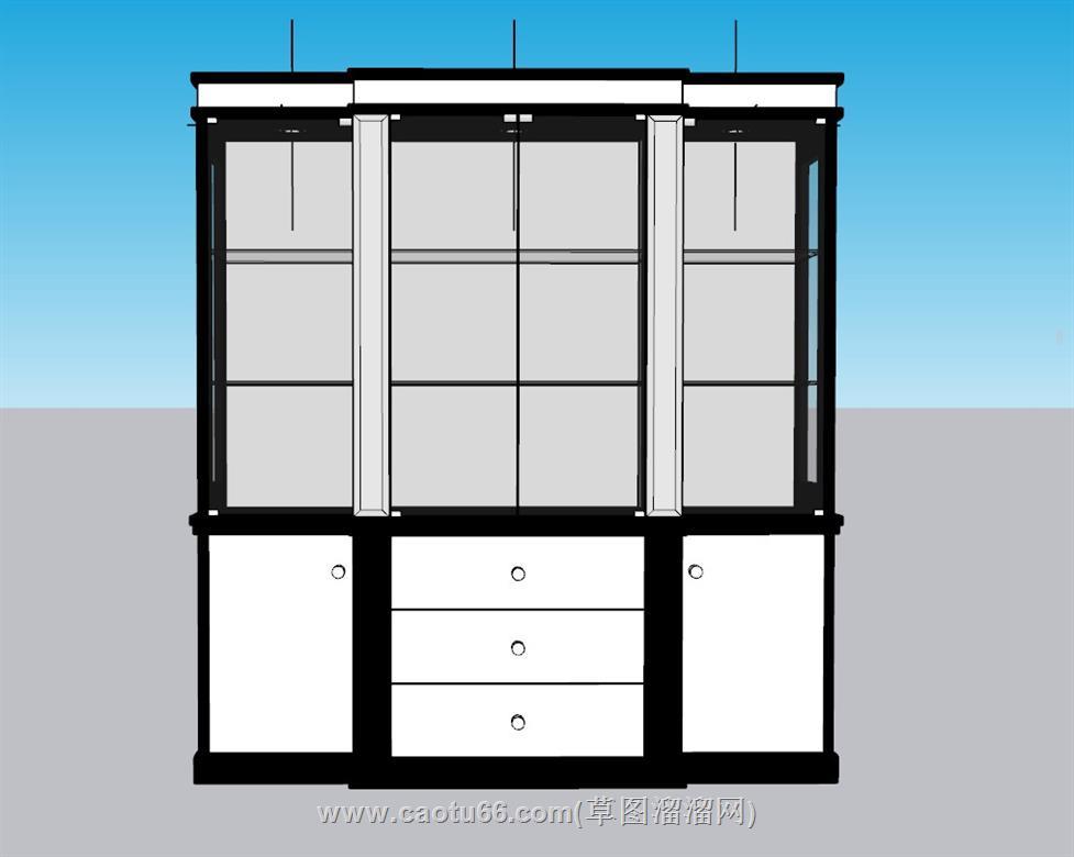 酒柜展示柜SU模型 1