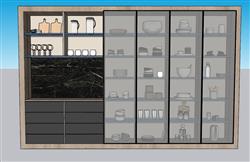 餐边柜酒柜SU模型 免费sketchup模型下载
