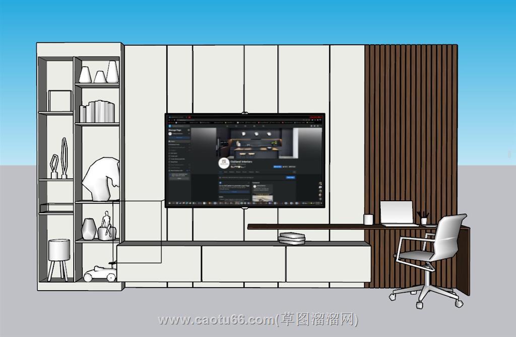 电视柜电视墙SU模型 1