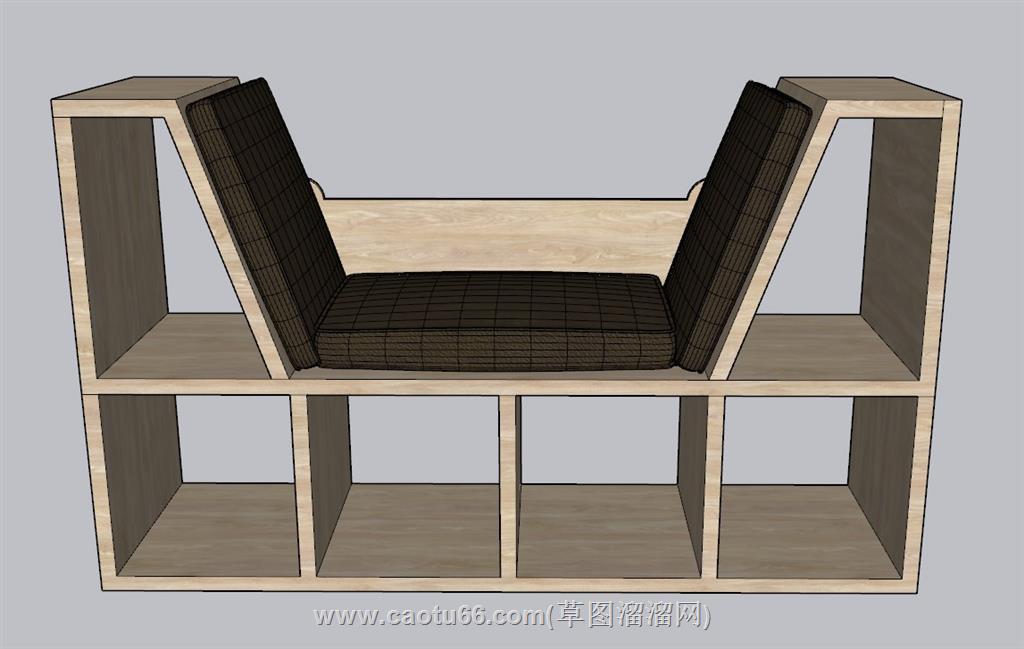 坐凳书架SU模型 1
