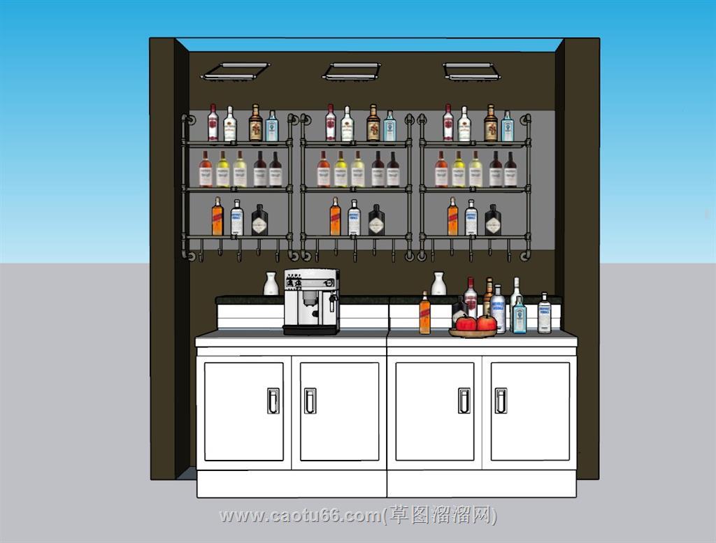 酒柜酒瓶SU模型 1