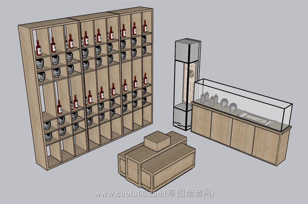 酒柜酒架SU模型 1