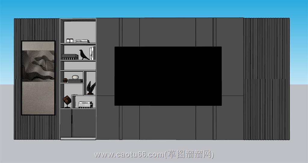 电视墙电视柜SU模型 1