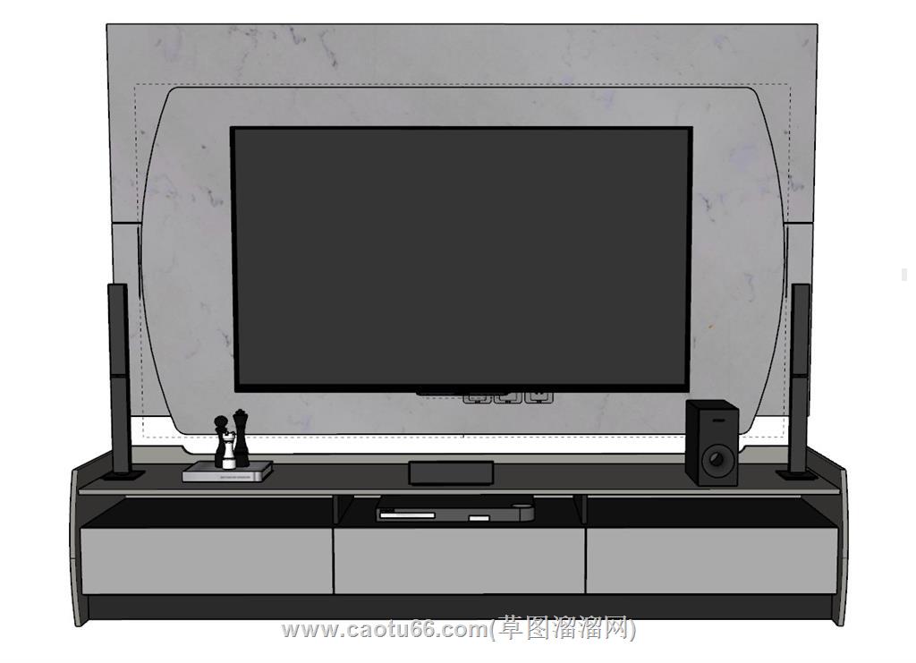 电视柜电视机SU模型 1