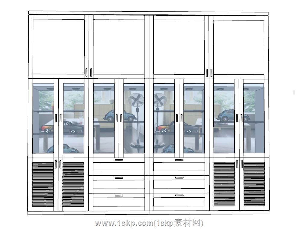 玩具柜收藏柜SU模型 1