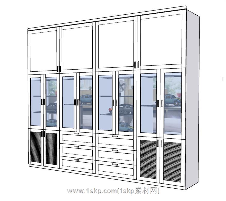 玩具柜收藏柜SU模型 2