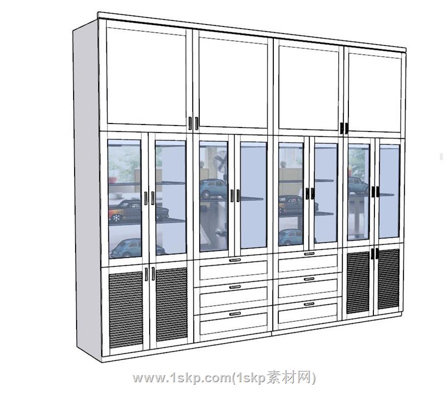 玩具柜收藏柜SU模型 3