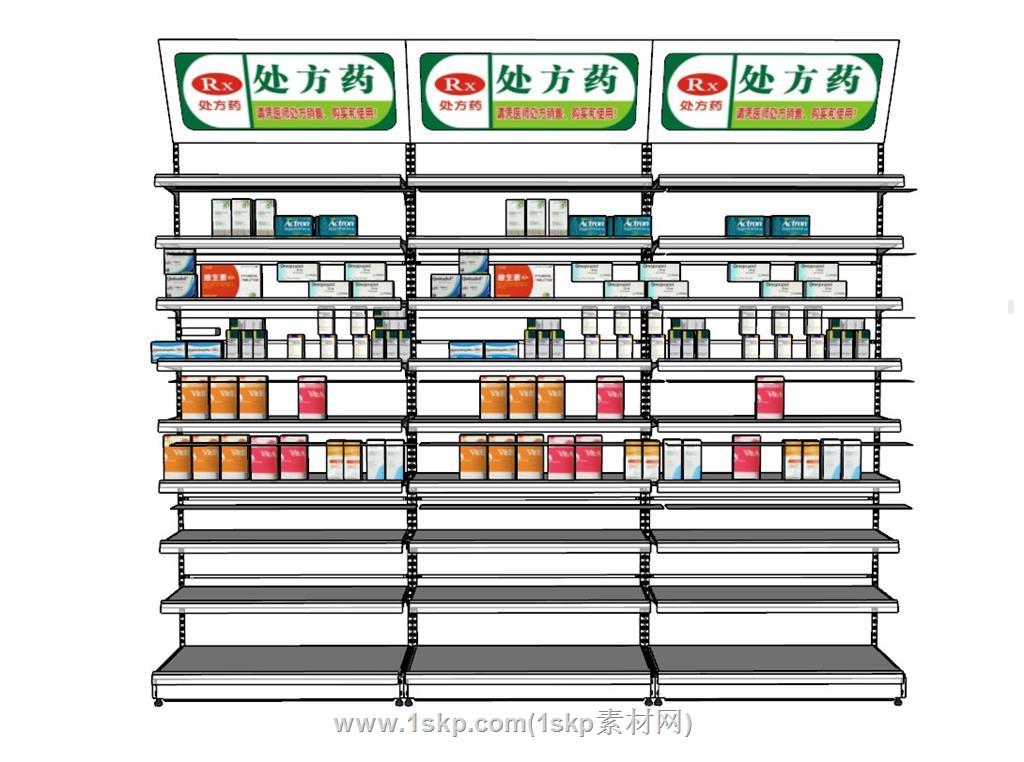 药店货架展架SU模型 1