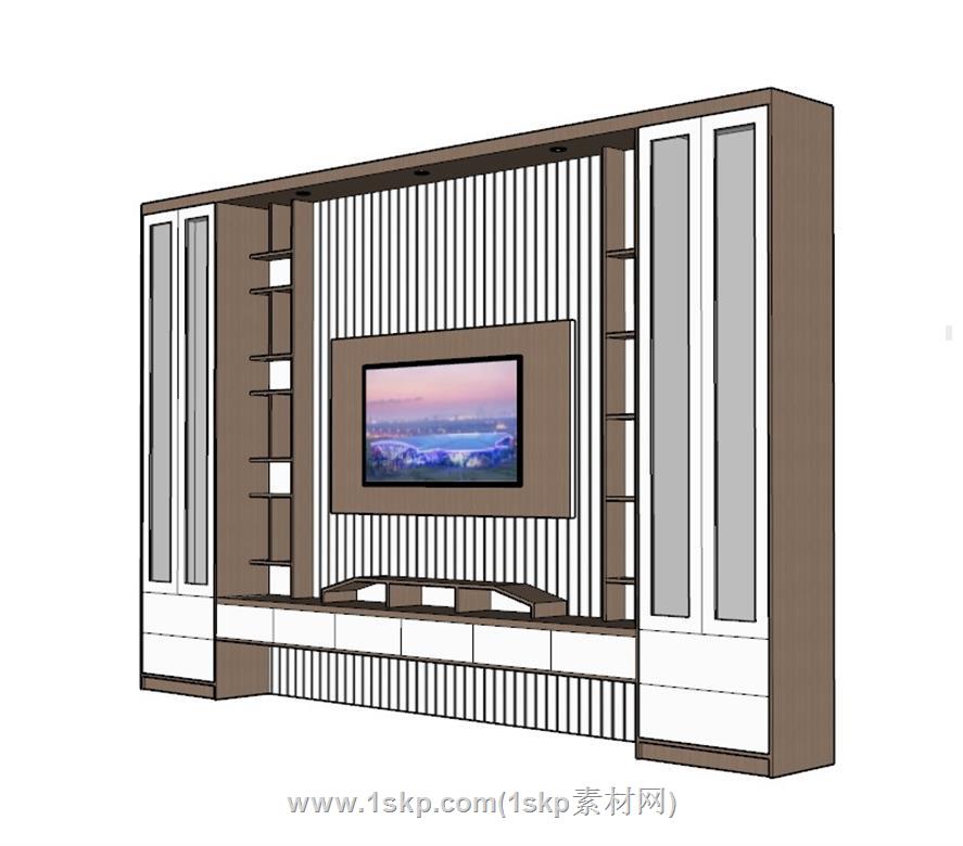 电视柜电视墙SU模型 2