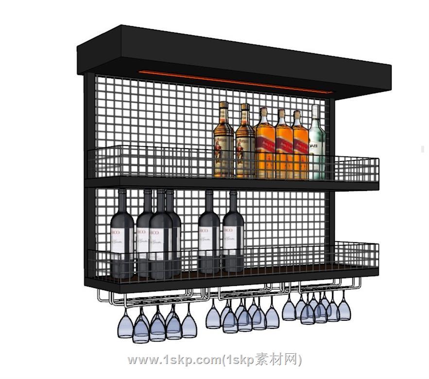 酒瓶高脚杯酒架SU模型 3