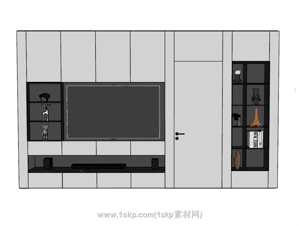 电视柜电视墙SU模型 1