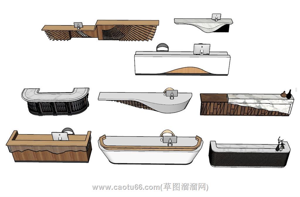 前台柜接待台SU模型 3