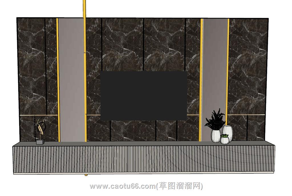 电视柜电视墙SU模型 1