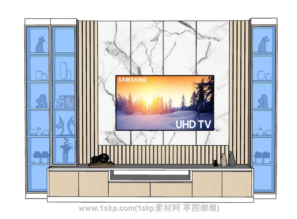 电视柜格子柜SU模型 1