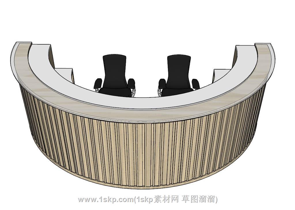 弧形前台柜接待台SU模型 1