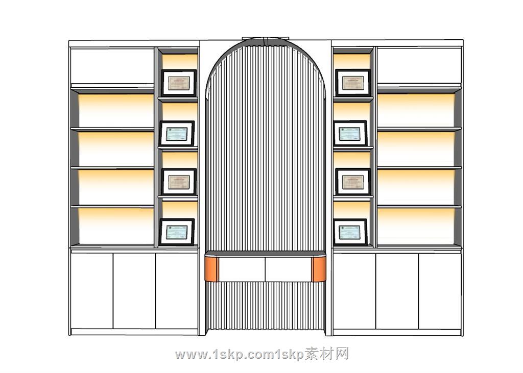书柜摆件柜SU模型 1