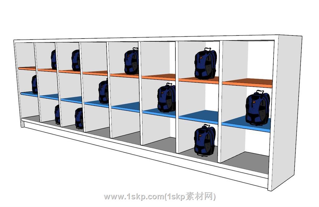 学校书包柜桌堂SU模型 1