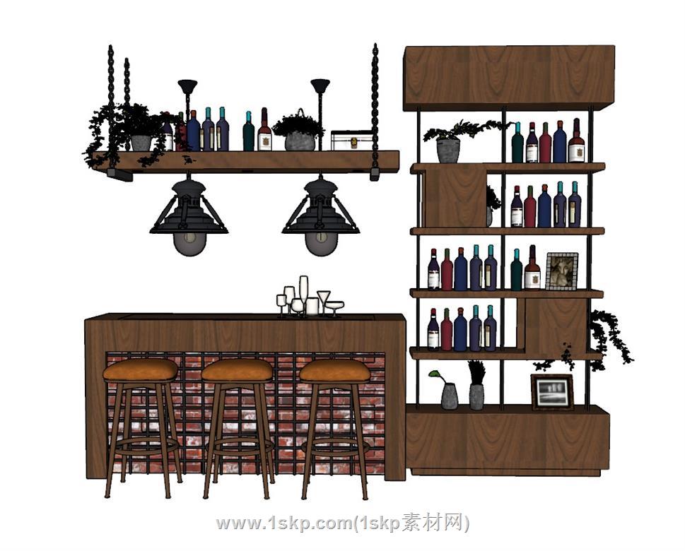 吧台酒柜SU模型 1