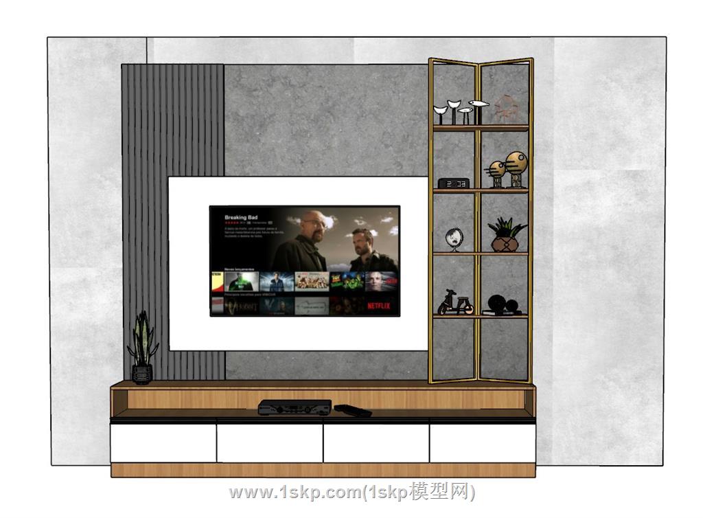 电视柜电视墙SU模型 1