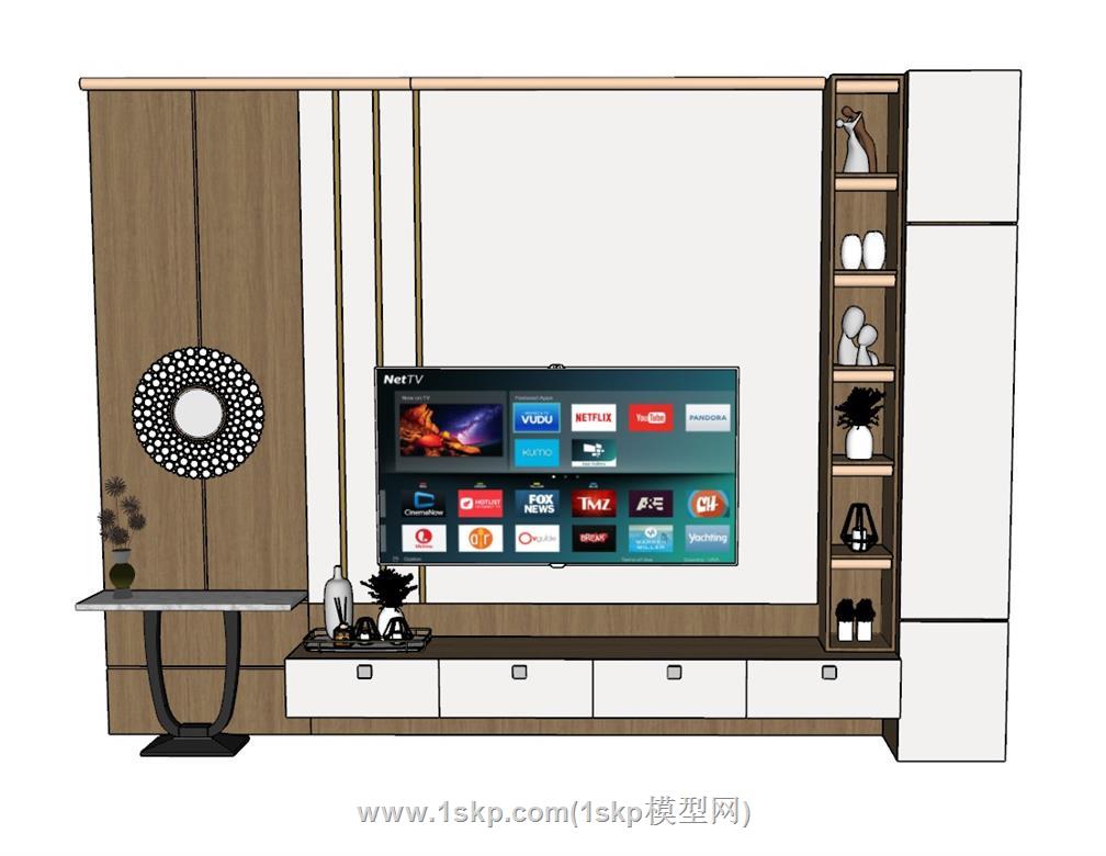 电视墙电视柜SU模型 1