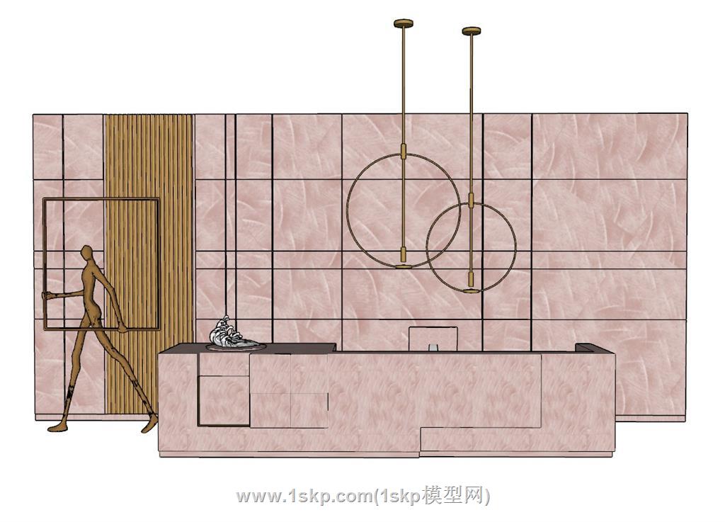 前台柜接待台SU模型 1