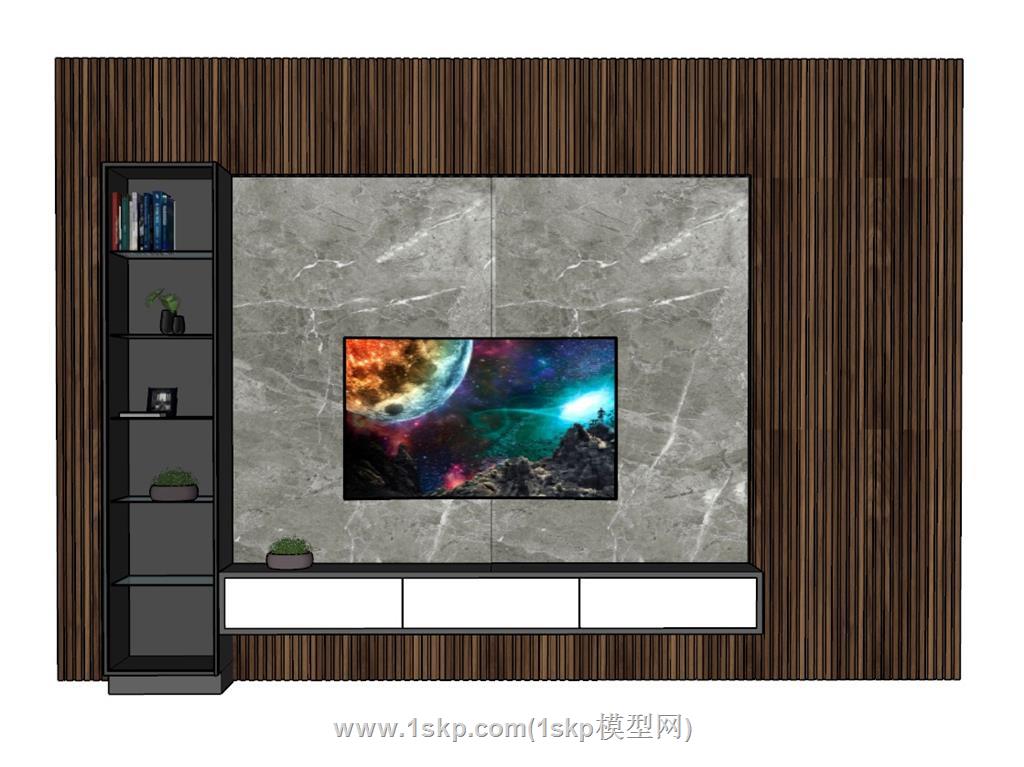 电视柜电视墙SU模型 1