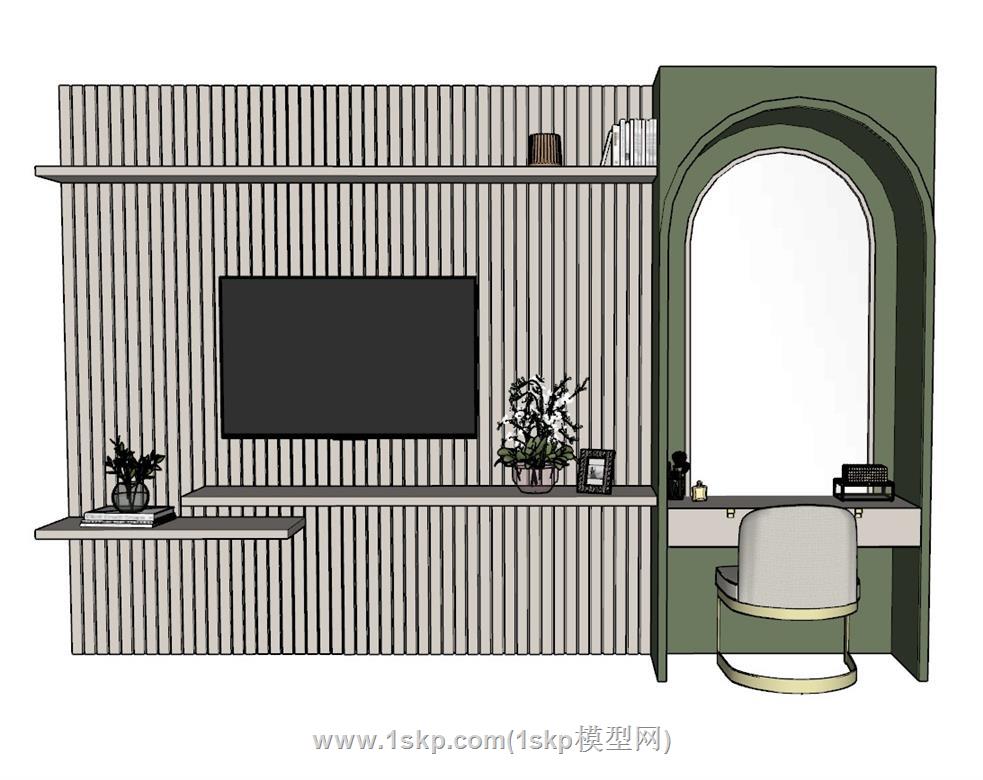 电视墙电视柜SU模型 1
