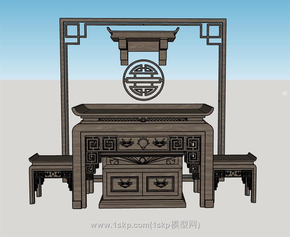 中式供桌SU模型 1