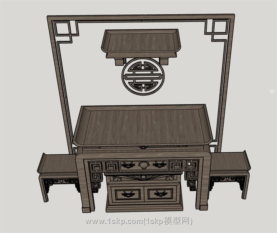 中式供桌SU模型 2